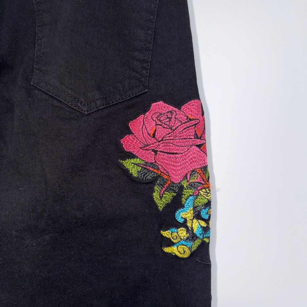SKY Womens 11 Skull Rose Wide‎ Leg Goth Rocker Edgy Skater Grunge Y2K 90s Street - Picture 7 of 16